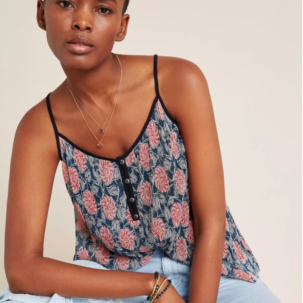 Anthropologie Maeve Tati Textured Shimmer Tank Top